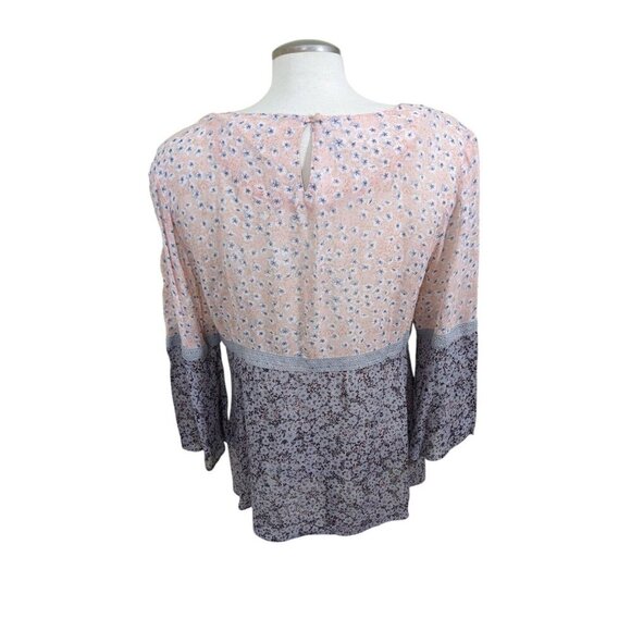 White Stuff Womens Blouse US Size 10 Boho Peasant Pink Blue Floral Lace Trim - Picture 3 of 5